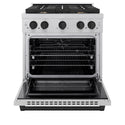 ZLINE Autograph Edition 30 in. 4.2 cu. ft. Paramount Dual Fuel Range with 4 Burner Gas Cooktop and Electric Convection Oven in Satin Stainless Steel with Matte Black Accents (SDRSZ-30-MB)