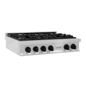 ZLINE Autograph Edition 36 in. Legacy Gas Rangetop with 6 Burners and Porcelain Cooktop in Satin Stainless Steel with Matte Black Accents (RTSZ-36-MB)