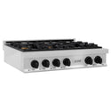 ZLINE Autograph Edition 36 in. Legacy Gas Rangetop with 6 Burners and Porcelain Cooktop in Satin Stainless Steel with Matte Black Accents (RTSZ-36-MB)