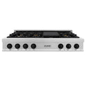 ZLINE Autograph Edition 48 in. Legacy Gas Rangetop with 7 Burners and Porcelain Cooktop in Satin Stainless Steel with Matte Black Accents (RTSZ-48-MB)