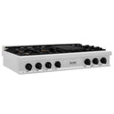 ZLINE Autograph Edition 48 in. Legacy Gas Rangetop with 7 Burners and Porcelain Cooktop in Satin Stainless Steel with Matte Black Accents (RTSZ-48-MB)