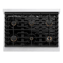 ZLINE Autograph Edition 36 in. 5.2 cu. ft. Paramount Gas Range with 6 Burner Cooktop and Convection Gas Oven in Satin Stainless Steel with White Matte Door and Champagne Bronze Accents (SGRSZ-WM-36-CB)