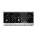 ZLINE Autograph Edition 60 in. 7.4 cu. ft. Legacy Dual Fuel Range with 9 Burner Gas Cooktop and 2 Electric Convection Ovens in Stainless Steel and Champagne Bronze Accents (RAZ-60-CB)