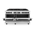 ZLINE Autograph Edition 60 in. 7.4 cu. ft. Legacy Dual Fuel Range with 9 Burner Gas Cooktop and 2 Electric Convection Ovens in Stainless Steel and Matte Black Accents (RAZ-60-MB)