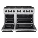 ZLINE Autograph Edition 48 in. 6.7 cu. ft. Paramount Double Oven Gas Range with 8 Burner Cooktop in Stainless Steel and Matte Black Accents (SGRZ-48-MB)