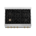 ZLINE Autograph Edition 36 in. Legacy Gas Rangetop with 6 Burners and Porcelain Cooktop in Stainless Steel with Champagne Bronze Accents (RTZ-36-CB)