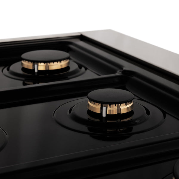 ZLINE Autograph Edition 36 in. Legacy Gas Rangetop with 6 Burners and Porcelain Cooktop in Stainless Steel with Polished Gold Accents (RTZ-36-G)