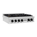 ZLINE Autograph Edition 36 in. Legacy Gas Rangetop with 6 Burners and Porcelain Cooktop in Stainless Steel with Matte Black Accents (RTZ-36-MB)