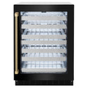 ZLINE Autograph Edition 24 in. Touchstone Dual Zone 44 Bottle Wine Cooler with Black Stainless Steel Glass Door and Champagne Bronze Helix Handle (RWDOZ-BS-24-KCB)