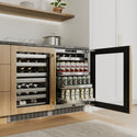ZLINE 24 In. Touchstone Beverage Fridge with Panel-Ready Glass Door and Polished Gold Handle (RBSPOZ-24-G)