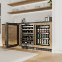 ZLINE Autograph Edition 24 in. Touchstone Dual Zone 44 Bottle Wine Cooler With Panel Ready Glass Door And Matte Black Handle (RWDPOZ-24-MB)