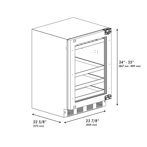 ZLINE 24 In. Touchstone Beverage Fridge with Panel-Ready Glass Door and Matte Black Handle (RBSPOZ-24-MB)