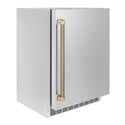 ZLINE Autograph Edition 24 in. Touchstone 151 Can Beverage Fridge with Solid Stainless Steel Door and Champagne Bronze Helix Handle (RBSOZ-ST-24-KCB)