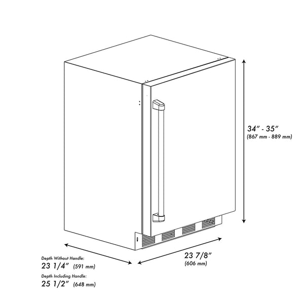 ZLINE Autograph Edition 24 in. Touchstone 151 Can Beverage Fridge with Solid Stainless Steel Door and Polished Nickel Helix Handle (RBSOZ-ST-24-KPN)