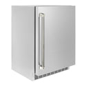 ZLINE Autograph Edition 24 in. Touchstone 151 Can Beverage Fridge with Solid Stainless Steel Door and Polished Nickel Helix Handle (RBSOZ-ST-24-KPN)