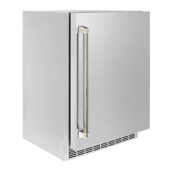 ZLINE Autograph Edition 24 in. Touchstone 151 Can Beverage Fridge with Solid Stainless Steel Door and Polished Nickel Helix Handle (RBSOZ-ST-24-KPN)
