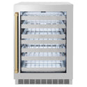 ZLINE Autograph Edition 24 in. Touchstone Dual Zone 44 Bottle Wine Cooler With Stainless Steel Glass Door And Champagne Bronze Handle (RWDOZ-GS-24-CB) front, closed.