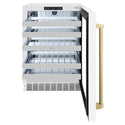 ZLINE Autograph Edition 24 in. Touchstone Dual Zone 44 Bottle Wine Cooler With White Matte Glass Door And Champagne Bronze Handle (RWDOZ-WM-24-CB)