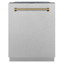 ZLINE Autograph Edition 24" Monument Series 3rd Rack Top Touch Control Tall Tub Dishwasher in Fingerprint Resistant Stainless Steel with Champagne Bronze Handle, 45dBa (DWMTZ-SN-24-CB)