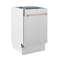 ZLINE Autograph Edition 18” Tallac Series 3rd Rack Top Control Built-In Dishwasher in Fingerprint Resistant Stainless Steel with Champagne Bronze Handle, 51dBa (DWVZ-SN-18-CB)