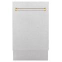 ZLINE Autograph Edition 18” Tallac Series 3rd Rack Top Control Built-In Dishwasher in Fingerprint Resistant Stainless Steel with Polished Gold Handle, 51dBa (DWVZ-SN-18-G)