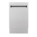 ZLINE Autograph Edition 18” Tallac Series 3rd Rack Top Control Built-In Dishwasher in Fingerprint Resistant Stainless Steel with Matte Black Handle, 51dBa (DWVZ-SN-18-MB)