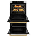 ZLINE 30 in. Autograph Edition Professional True Convection Double Wall Oven with Air Fry and Self Clean in Satin Stainless Steel with Polished Gold Handles (WADSZ-30-G)