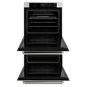 ZLINE Autograph Edition 30 in. Professional True Convection Double Wall Oven with Air Fry and Self Clean in Satin Stainless Steel with Polished Nickel Helix Handles (WADSZ-30-KPN)