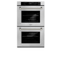 ZLINE Autograph Edition 30 in. Professional True Convection Double Wall Oven with Air Fry and Self Clean in Satin Stainless Steel with Polished Nickel Helix Handles (WADSZ-30-KPN)