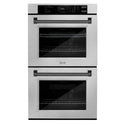 ZLINE 30 in. Autograph Edition Professional True Convection Double Wall Oven with Air Fry and Self Clean in Satin Stainless Steel with Matte Black Handles (WADSZ-30-MB)