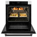 ZLINE 30 in. Autograph Edition Professional True Convection Single Wall Oven with Air Fry and Self Clean in Satin Stainless Steel with White Matte Door and Matte Black Handle (WASSZ-WM-30-MB)
