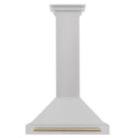 ZLINE 30 in. Autograph Edition Convertible Fingerprint Resistant Satin Stainless Steel Range Hood with Champagne Bronze Handle (KB4SNZ-30-CB)