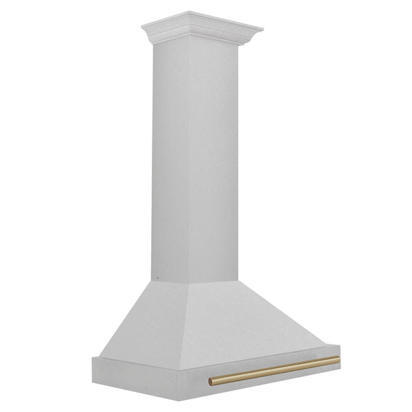 ZLINE 30 in. Autograph Edition Convertible Fingerprint Resistant Satin Stainless Steel Range Hood with Champagne Bronze Handle (KB4SNZ-30-CB)