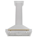 ZLINE 30 in. Autograph Edition Convertible Fingerprint Resistant Satin Stainless Steel Range Hood with Champagne Bronze Handle (KB4SNZ-30-CB)