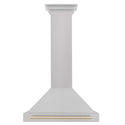 ZLINE 30 in. Autograph Edition Convertible Fingerprint Resistant Satin Stainless Steel Range Hood with Polished Gold Handle (KB4SNZ-30-G)