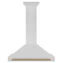 ZLINE 36 in. Autograph Edition Convertible Fingerprint Resistant Satin Stainless Steel Range Hood with Champagne Bronze Handle (KB4SNZ-36-CB)
