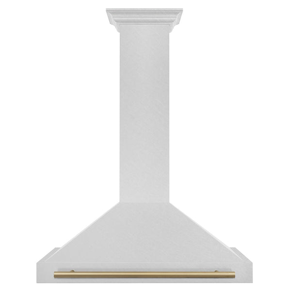 ZLINE 36 in. Autograph Edition Convertible Fingerprint Resistant Satin Stainless Steel Range Hood with Champagne Bronze Handle (KB4SNZ-36-CB)