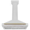 ZLINE 36 in. Autograph Edition Convertible Fingerprint Resistant Satin Stainless Steel Range Hood with Champagne Bronze Handle (KB4SNZ-36-CB)