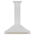 ZLINE 36 in. Autograph Edition Convertible Fingerprint Resistant Satin Stainless Steel Range Hood with Polished Gold Handle (KB4SNZ-36-G)