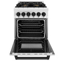 ZLINE Autograph Edition 24 in. 2.8 cu. ft. Legacy Dual Fuel Range with 4 Burner Gas Cooktop and Electric Convection Oven in Stainless Steel and Matte Black Accents (RAZ-24-MB)