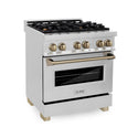 ZLINE Autograph Edition 30 in. 4.0 cu. ft. Legacy Dual Fuel Range with 4 Burner Gas Cooktop and Electric Convection Oven in Stainless Steel and Champagne Bronze Accents (RAZ-30-CB)