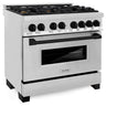 ZLINE Autograph Edition 36 in. 4.6 cu. ft. Legacy Dual Fuel Range with 6 Burner Gas Cooktop and Electric Convection Oven in Stainless Steel and Matte Black Accents (RAZ-36-MB)