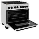 ZLINE Autograph Edition 36 in. 4.6 cu. ft. Legacy Dual Fuel Range with 6 Burner Gas Cooktop and Electric Convection Oven in Stainless Steel and Matte Black Accents (RAZ-36-MB)