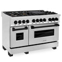 ZLINE Autograph Edition 48 in. 6.0 cu. ft. Legacy Dual Fuel Range with 7 Burner Gas Cooktop and 2 Electric Ovens in Stainless Steel and Matte Black Accents (RAZ-48-MB)