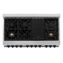 ZLINE Autograph Edition 48 in. 6.0 cu. ft. Legacy Dual Fuel Range with 7 Burner Gas Cooktop and 2 Electric Ovens in Stainless Steel and Matte Black Accents (RAZ-48-MB)