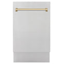 ZLINE Autograph Edition 18” Tallac Series 3rd Rack Top Control Built-In Dishwasher in Stainless Steel with Champagne Bronze Handle, 51dBa (DWVZ-304-18-CB)