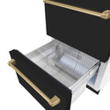 ZLINE Autograph Edition 24 in. Touchstone 168 Can Outdoor-Rated Dual Refrigerator Drawer with Black Matte Doors and Champagne Bronze Handles (RDSOZ-BLM-24-CB)