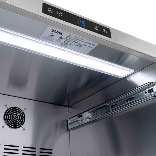 ZLINE Autograph Edition 24 in. Touchstone 168 Can Outdoor-Rated Dual Refrigerator Drawer with Stainless Steel Doors and Polished Nickel Helix Handles (RDSOZ-ST-24-KPN)