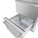 ZLINE Autograph Edition 24 in. Touchstone 168 Can Outdoor-Rated Dual Refrigerator Drawer with Stainless Steel Doors and Polished Nickel Helix Handles (RDSOZ-ST-24-KPN)