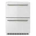 ZLINE Autograph Edition 24 in. Touchstone 168 Can Outdoor-Rated Dual Refrigerator Drawer with Stainless Steel Doors and Polished Nickel Helix Handles (RDSOZ-ST-24-KPN)